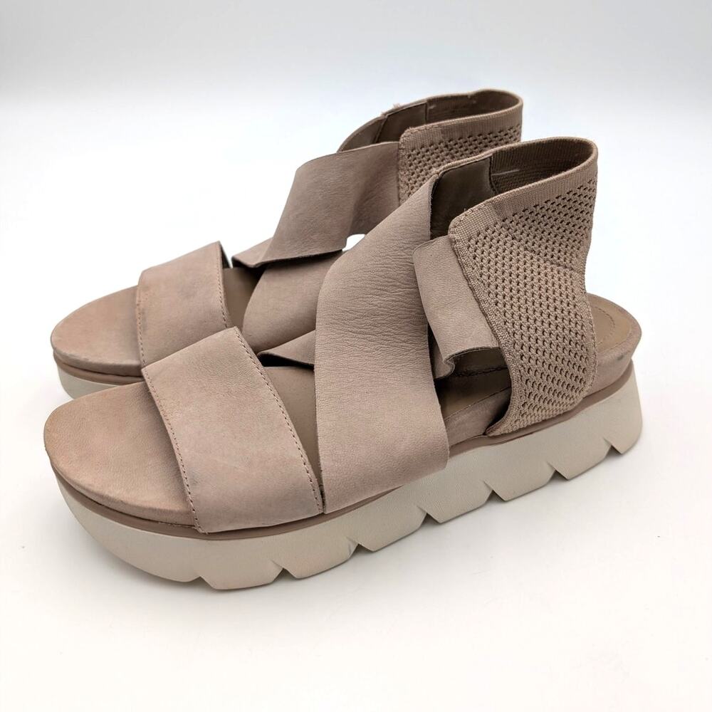 Eileen Fisher Chant Platform Sandals Open Toe Women's Stone Size US8 EU38.5